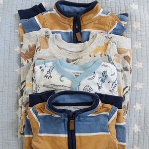 Carter's Cozy Baby Rompers - Blue and Brown